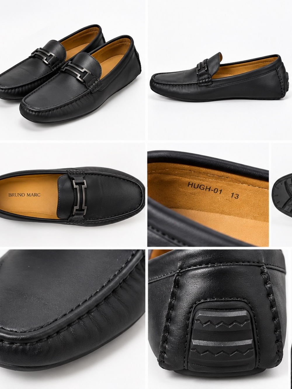 Men's Black Leather Driving Loafers